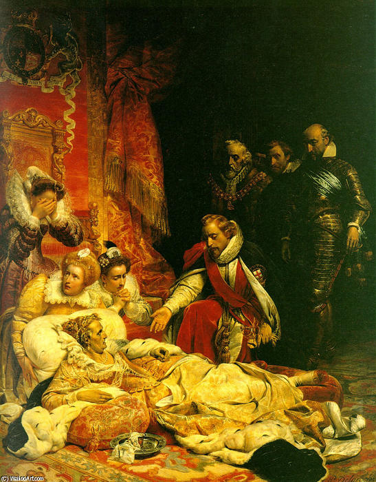 Wikioo.org - The Encyclopedia of Fine Arts - Painting, Artwork by Paul Delaroche (Hippolyte Delaroche) - The Death of Elizabeth