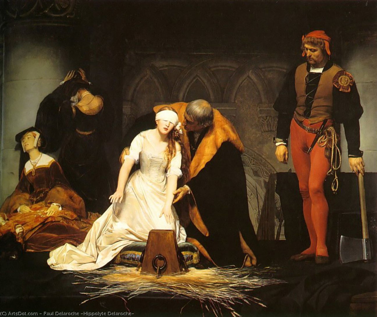 Wikioo.org - สารานุกรมวิจิตรศิลป์ - จิตรกรรม Paul Delaroche (Hippolyte Delaroche) - The Execution of Lady Jane Grey