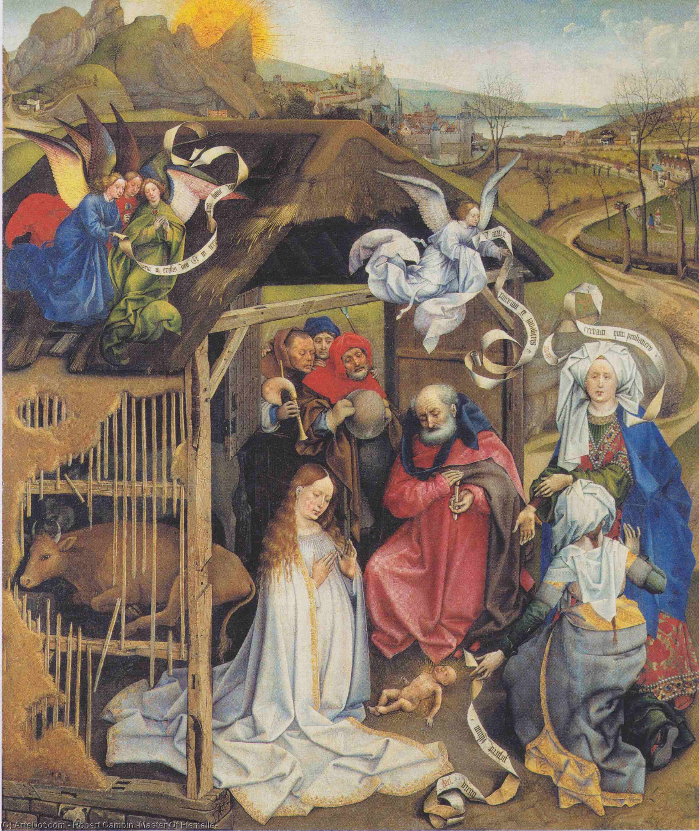 Wikioo.org - The Encyclopedia of Fine Arts - Painting, Artwork by Robert Campin (Master Of Flemalle) - Adoration of the Shepherds