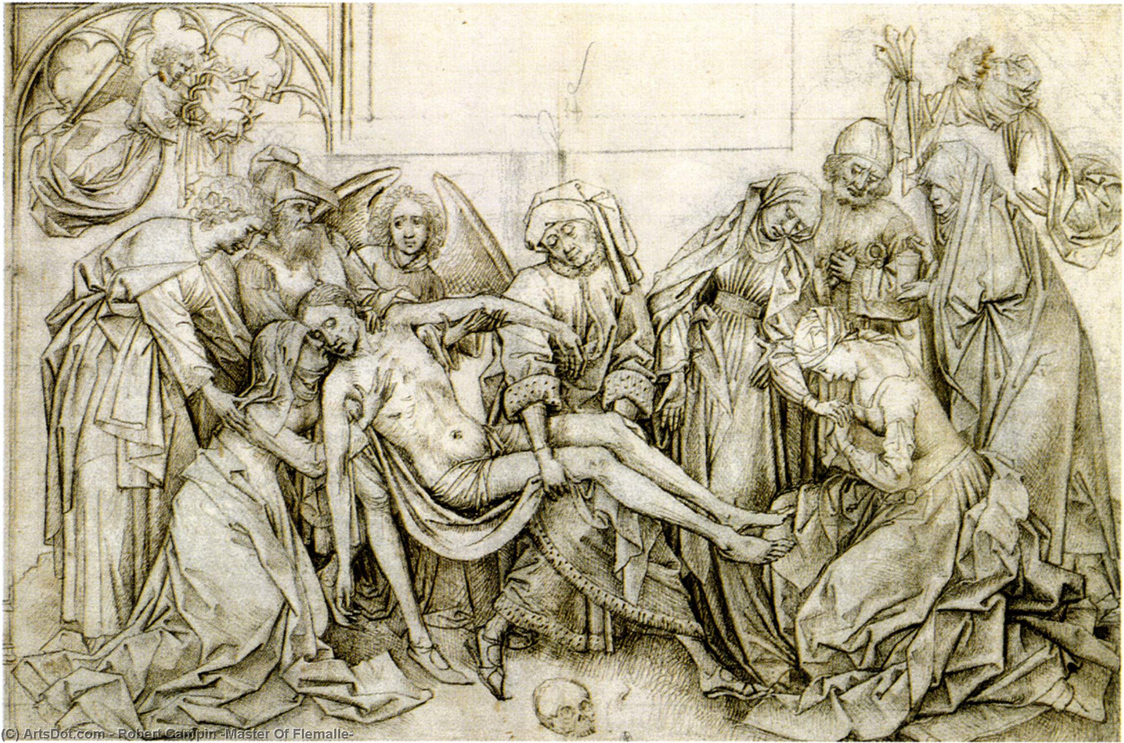 Wikioo.org - The Encyclopedia of Fine Arts - Painting, Artwork by Robert Campin (Master Of Flemalle) - Bearing of the Body of Christ to the Sepulchre