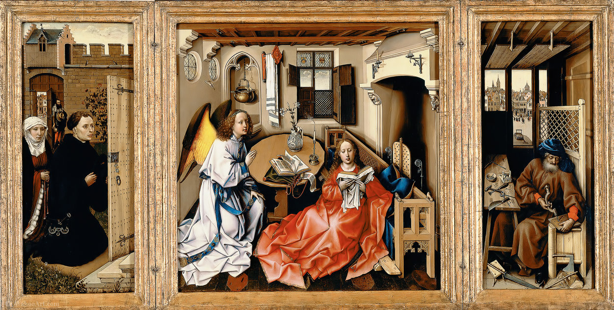 Wikioo.org - The Encyclopedia of Fine Arts - Painting, Artwork by Robert Campin (Master Of Flemalle) - Merode altarpiece