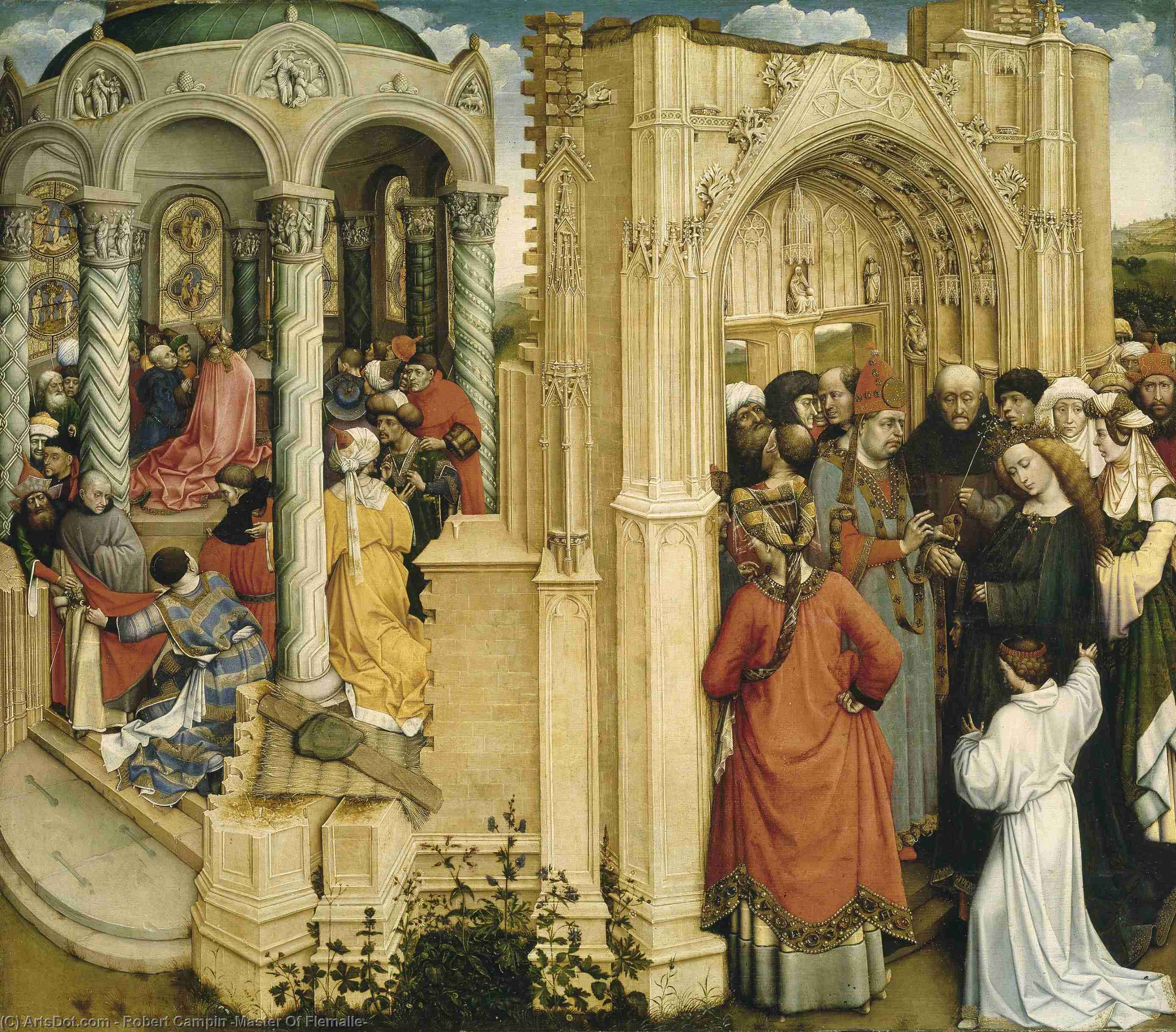 WikiOO.org - Encyclopedia of Fine Arts - Malba, Artwork Robert Campin (Master Of Flemalle) - The Betrothal of the Virgin