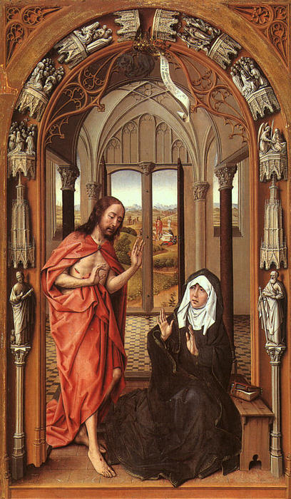 Wikioo.org – La Enciclopedia de las Bellas Artes - Pintura, Obras de arte de Rogier Van Der Weyden - Cristo aparece a su Madre
