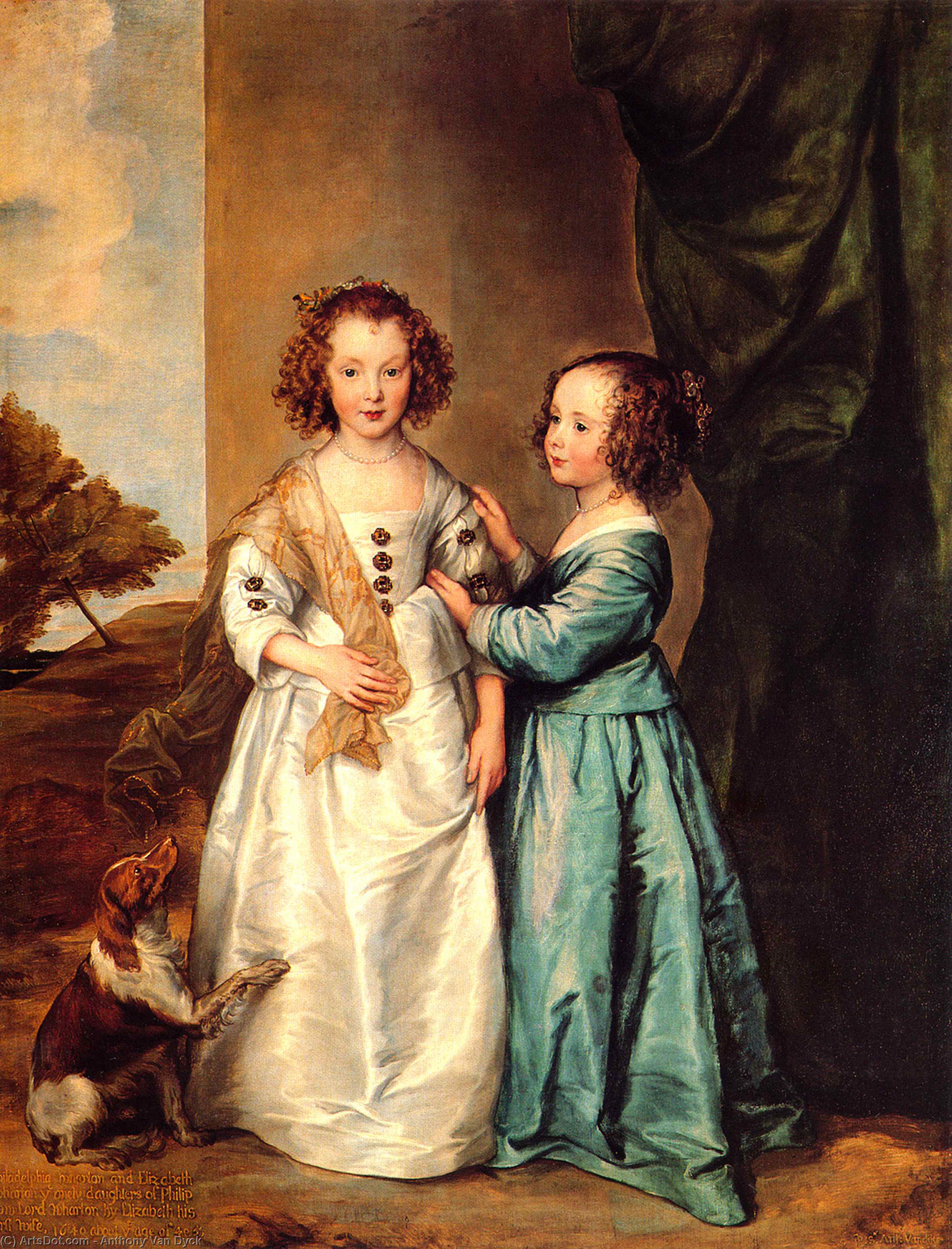 Wikioo.org - The Encyclopedia of Fine Arts - Painting, Artwork by Anthony Van Dyck - Philadelphia and Elizabeth Wharton