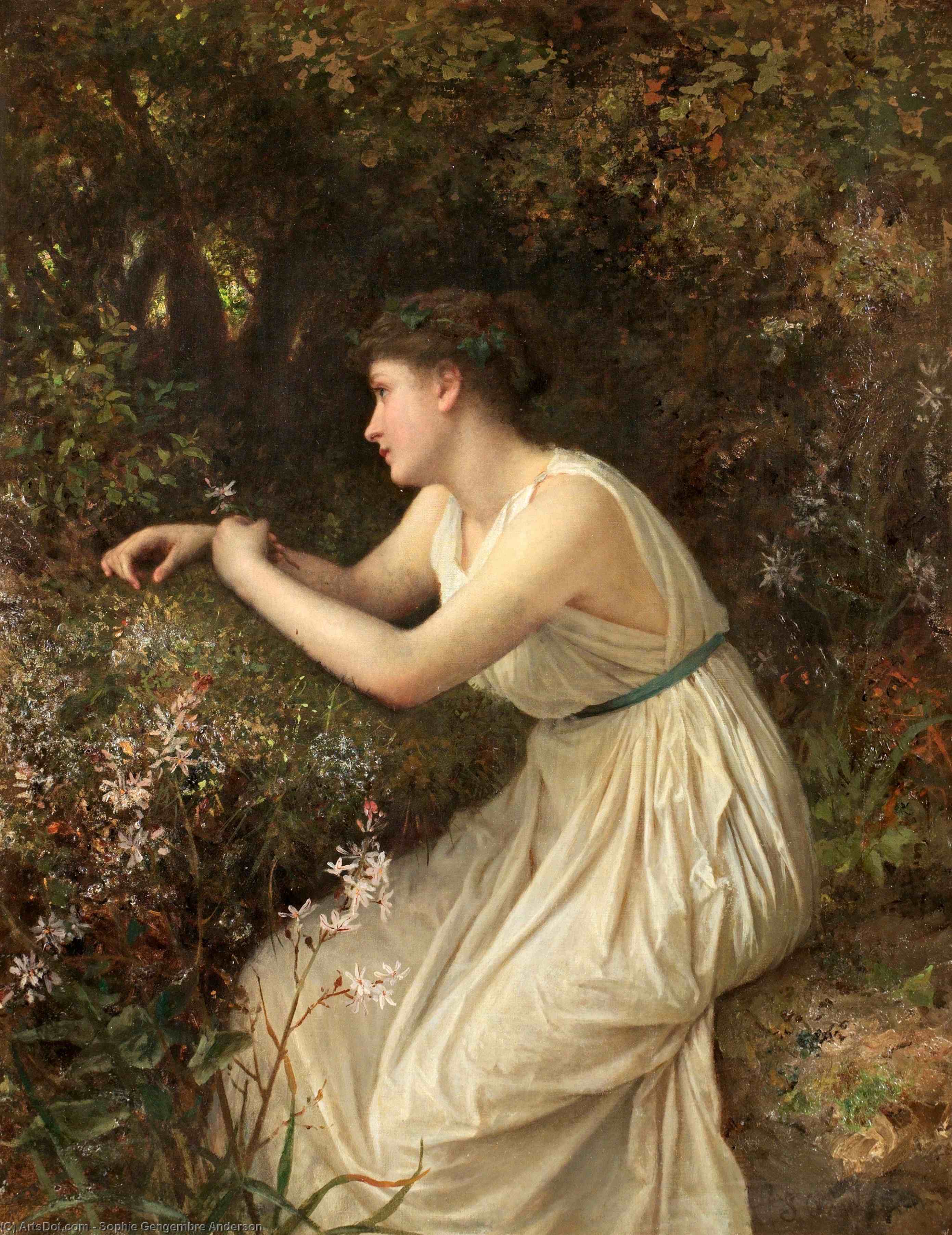 WikiOO.org - Encyclopedia of Fine Arts - Malba, Artwork Sophie Gengembre Anderson - An Autumn Princess