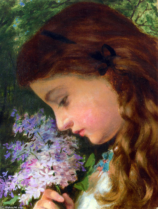 WikiOO.org - Encyclopedia of Fine Arts - Maalaus, taideteos Sophie Gengembre Anderson - Girl With Lilac