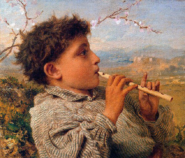Wikioo.org - The Encyclopedia of Fine Arts - Painting, Artwork by Sophie Gengembre Anderson - Shepherd Piper