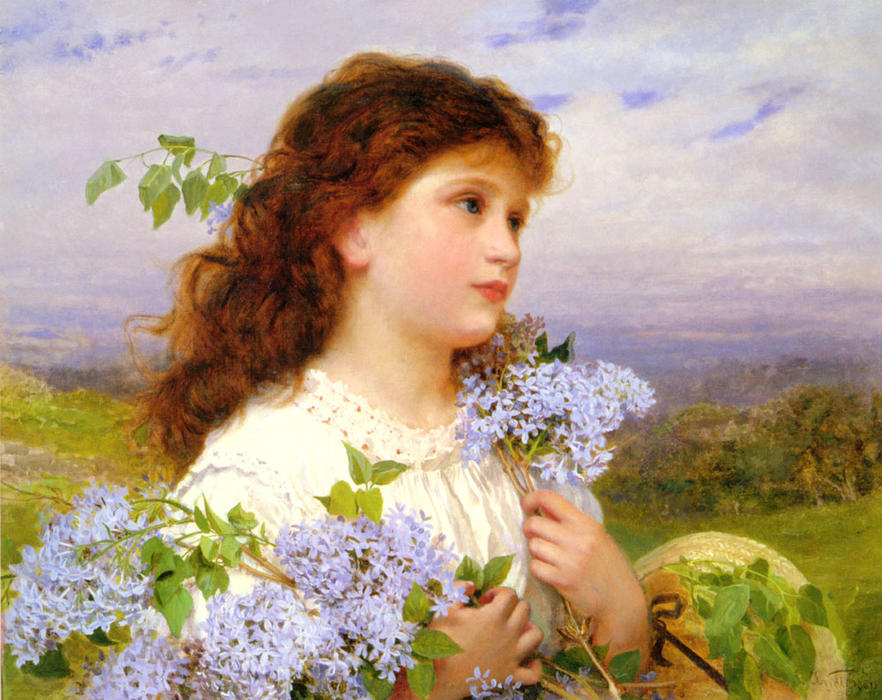 WikiOO.org - Encyclopedia of Fine Arts - Schilderen, Artwork Sophie Gengembre Anderson - The Time of the Lilacs