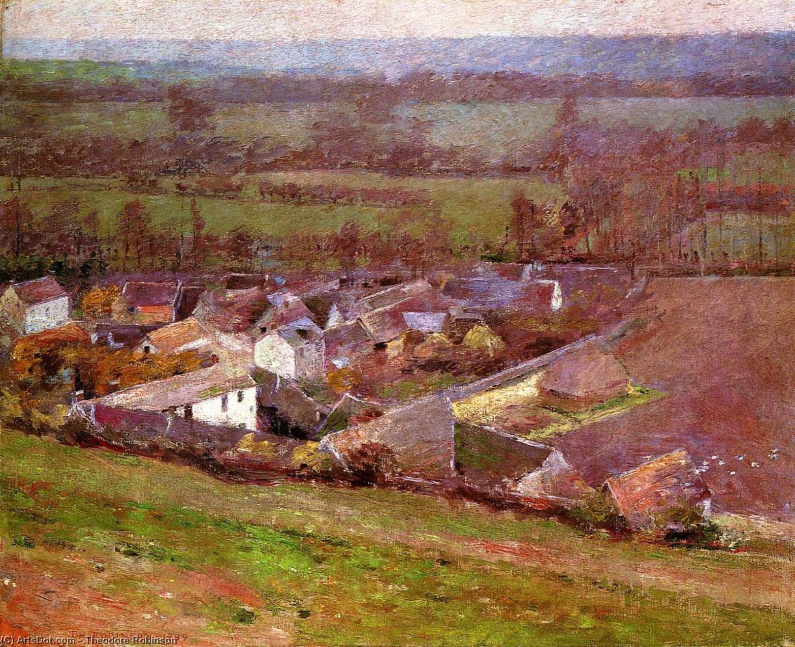 Wikioo.org - The Encyclopedia of Fine Arts - Painting, Artwork by Theodore Robinson - Bird's Eye View.Giverny