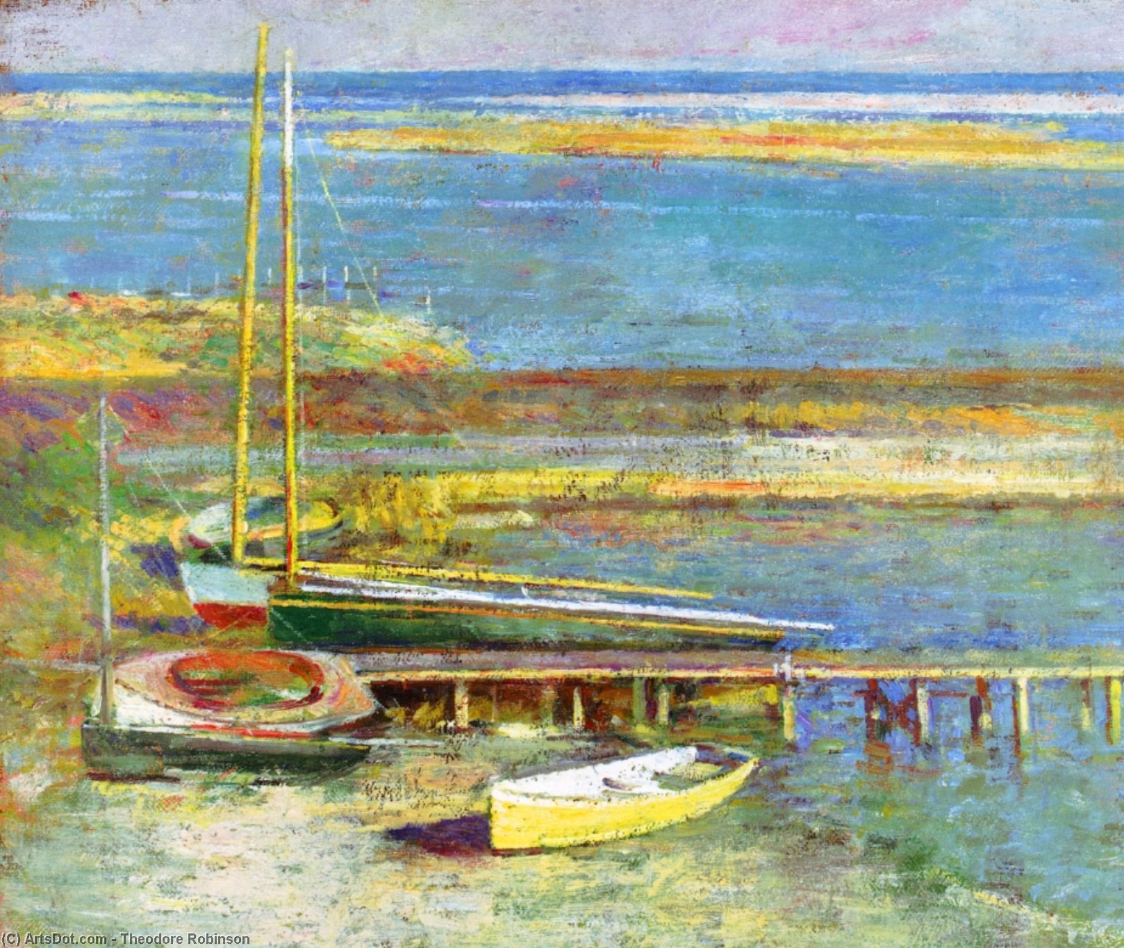 WikiOO.org - אנציקלופדיה לאמנויות יפות - ציור, יצירות אמנות Theodore Robinson - Boats at a Landing 1