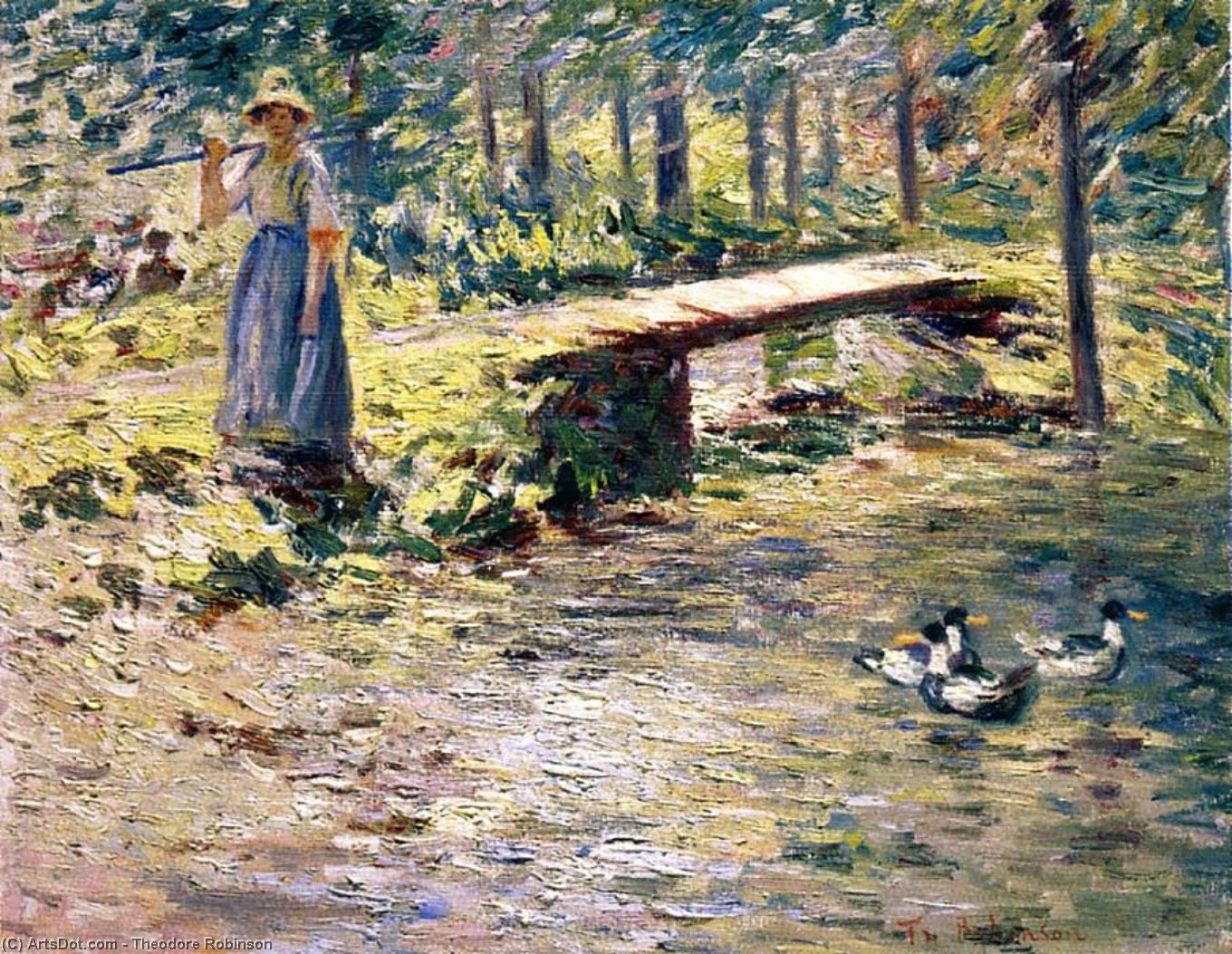 WikiOO.org - Encyclopedia of Fine Arts - Maalaus, taideteos Theodore Robinson - By the Brook