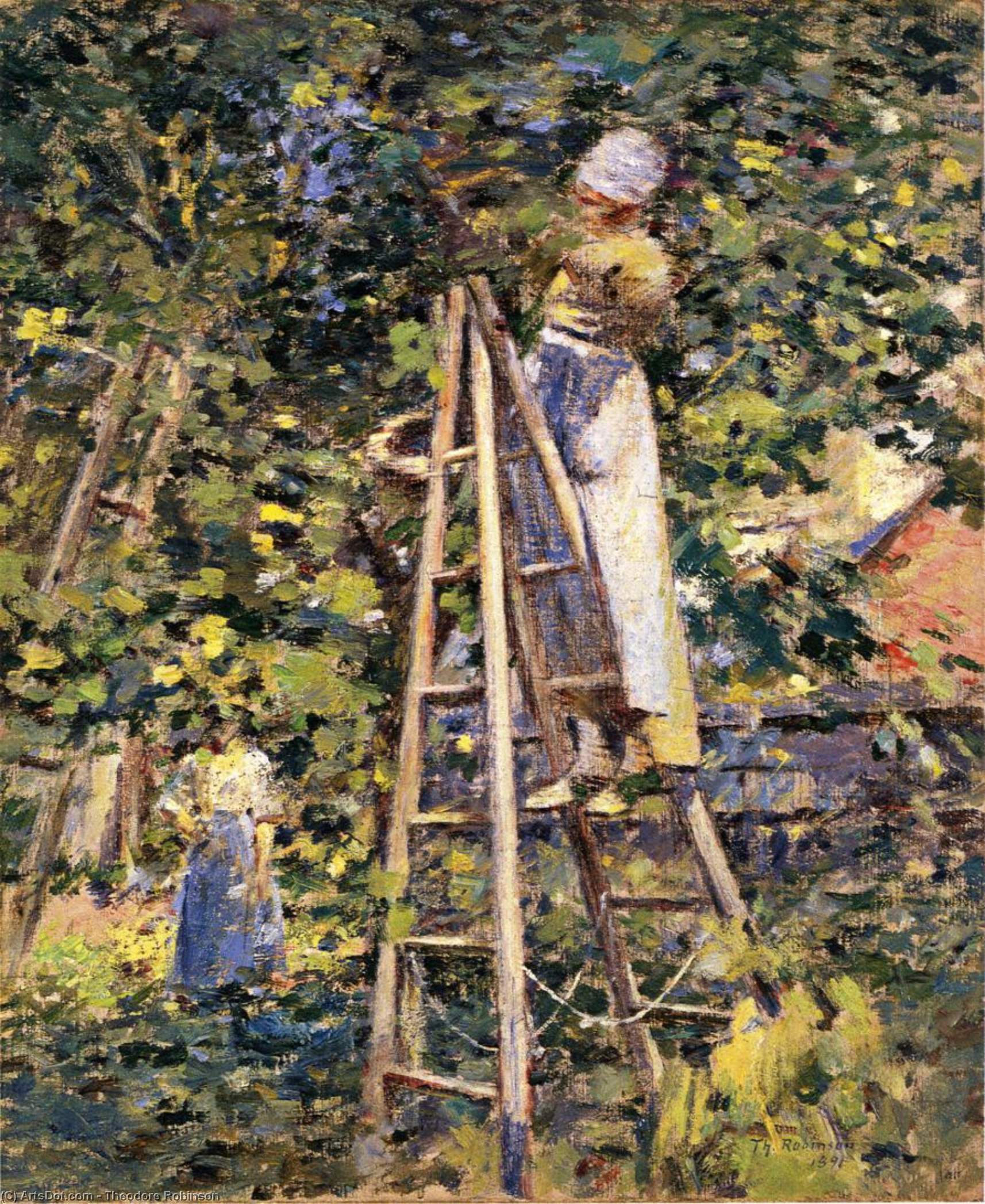Wikioo.org - The Encyclopedia of Fine Arts - Painting, Artwork by Theodore Robinson - Gathering Plums