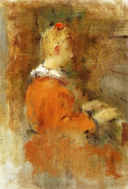 Wikioo.org - The Encyclopedia of Fine Arts - Painting, Artwork by Theodore Robinson - Girl in Red at the Piano
