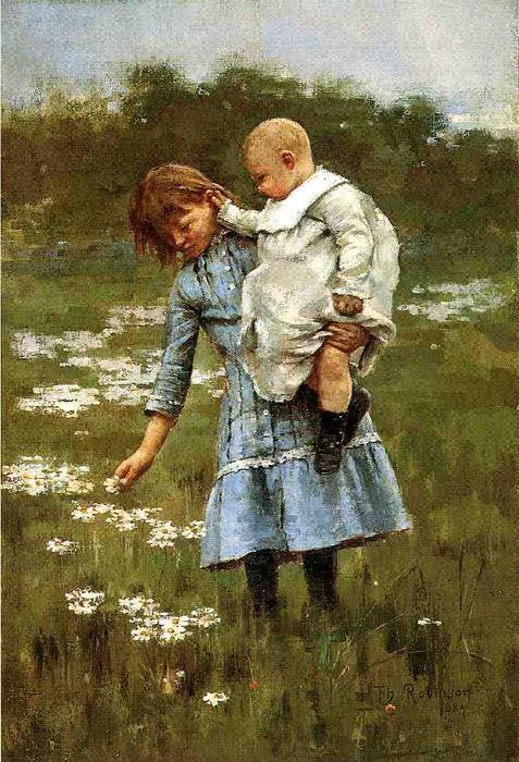 Wikioo.org - The Encyclopedia of Fine Arts - Painting, Artwork by Theodore Robinson - In a Daisy Field