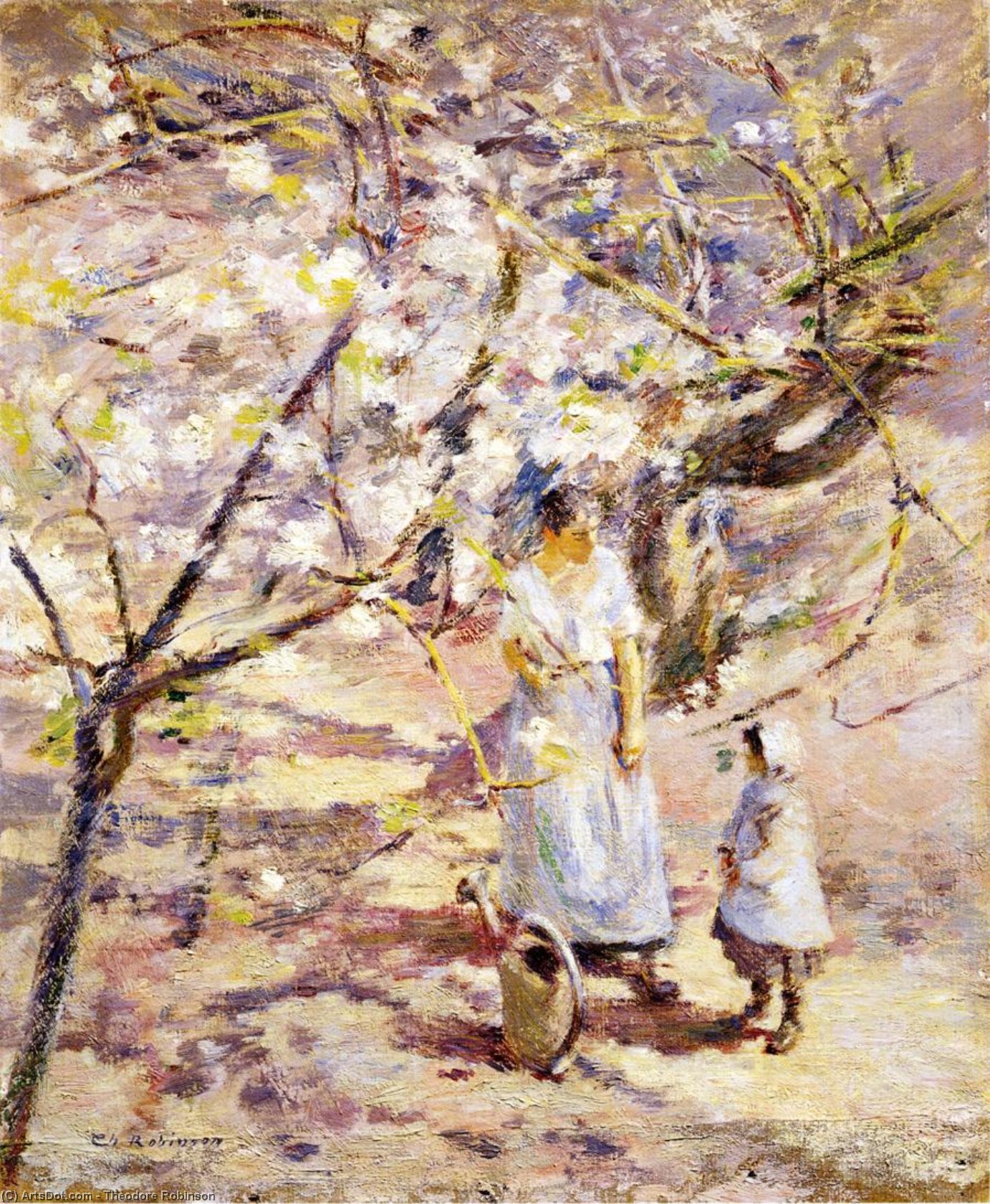 Wikioo.org - The Encyclopedia of Fine Arts - Painting, Artwork by Theodore Robinson - In the Orchard 1