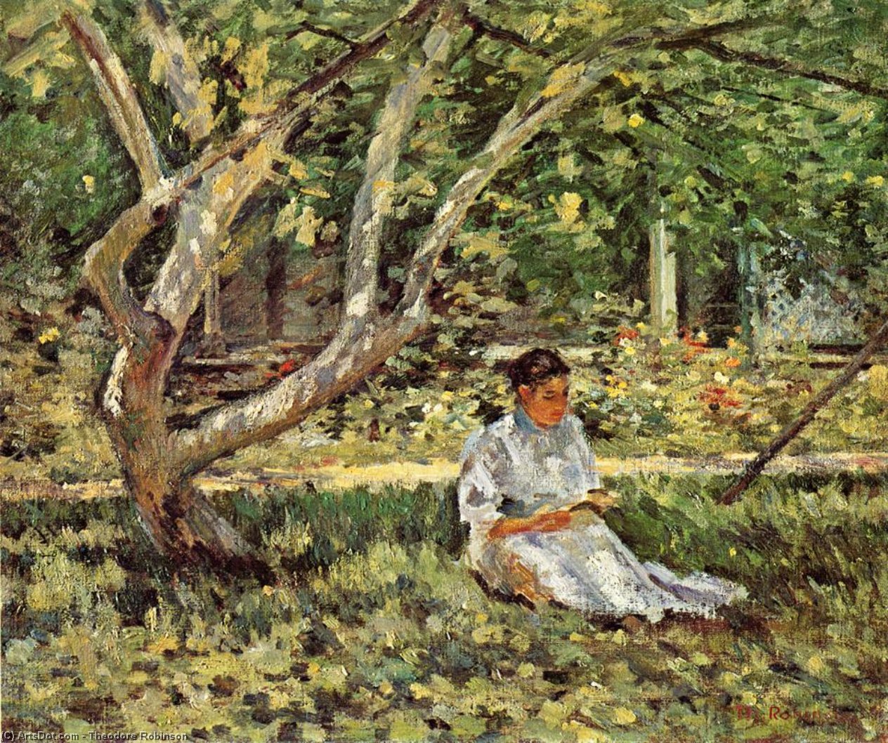Wikioo.org - The Encyclopedia of Fine Arts - Painting, Artwork by Theodore Robinson - Nettie Reading