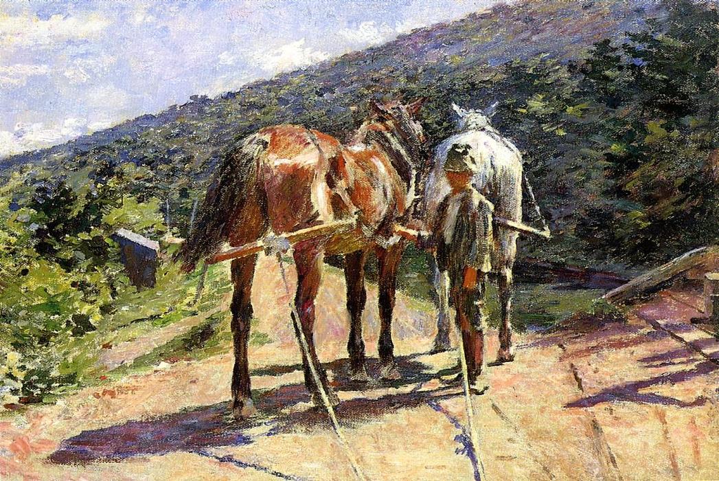 WikiOO.org - Енциклопедия за изящни изкуства - Живопис, Произведения на изкуството Theodore Robinson - On the Tow-Path - A Halt