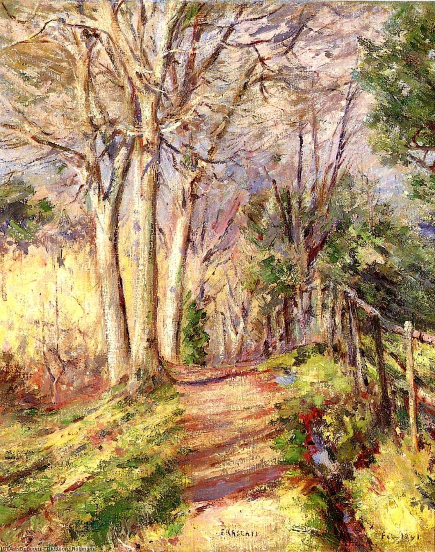 Wikioo.org - The Encyclopedia of Fine Arts - Painting, Artwork by Theodore Robinson - Path in Frascati