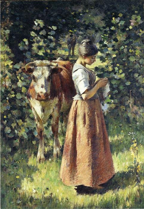 Wikioo.org - The Encyclopedia of Fine Arts - Painting, Artwork by Theodore Robinson - The Cowherd