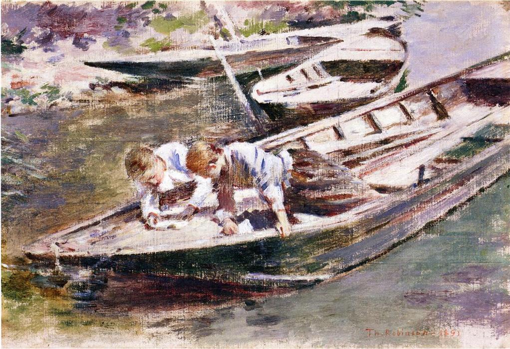 Wikioo.org - The Encyclopedia of Fine Arts - Painting, Artwork by Theodore Robinson - Two in a Boat