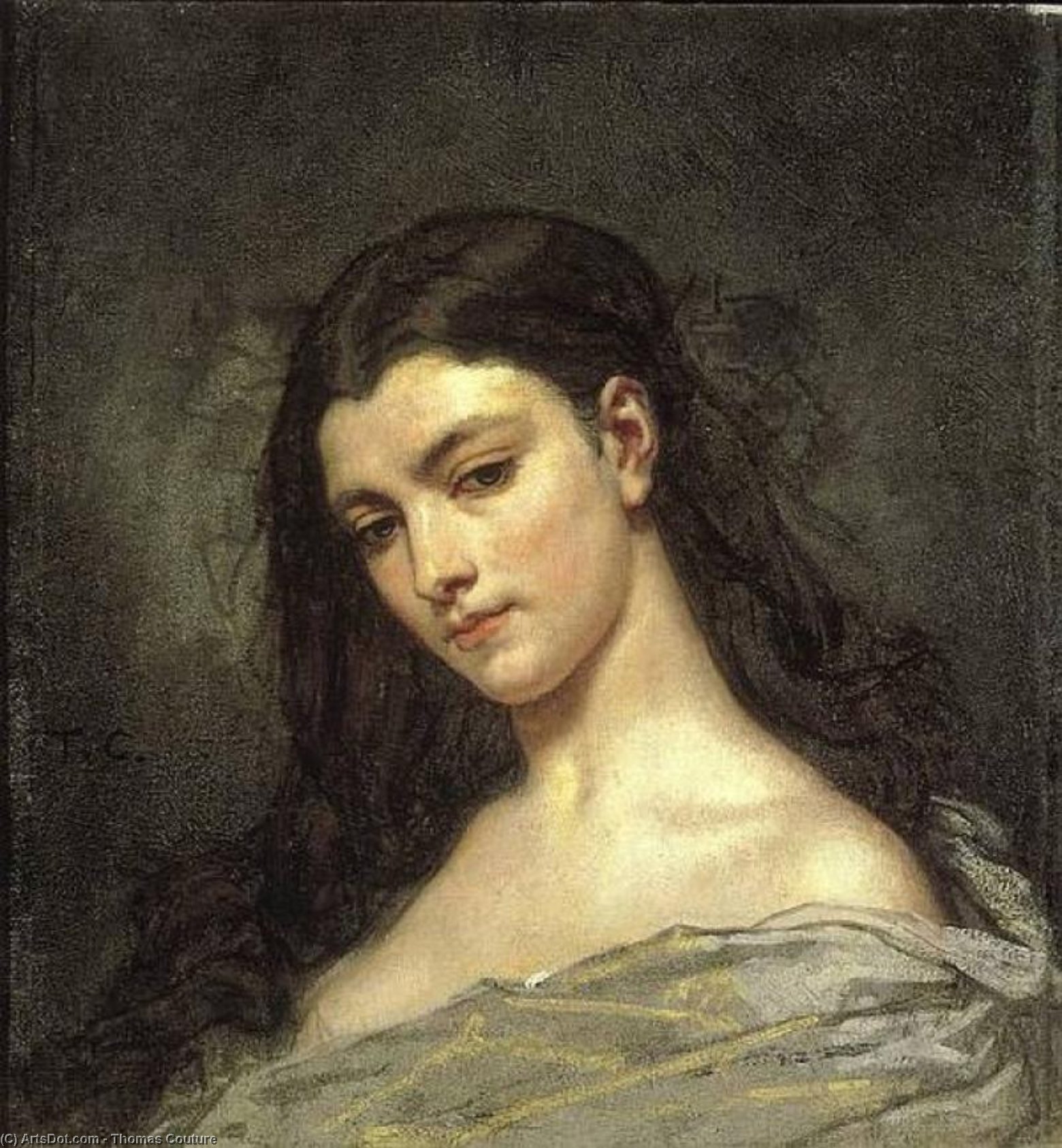 Wikioo.org - The Encyclopedia of Fine Arts - Painting, Artwork by Thomas Couture - Female Head