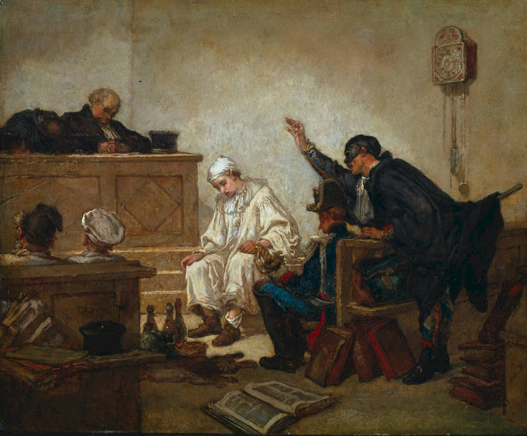 Wikioo.org - The Encyclopedia of Fine Arts - Painting, Artwork by Thomas Couture - Pierrot on Trial