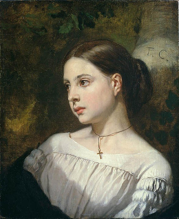 WikiOO.org - Encyclopedia of Fine Arts - Lukisan, Artwork Thomas Couture - Portrait of a Girl