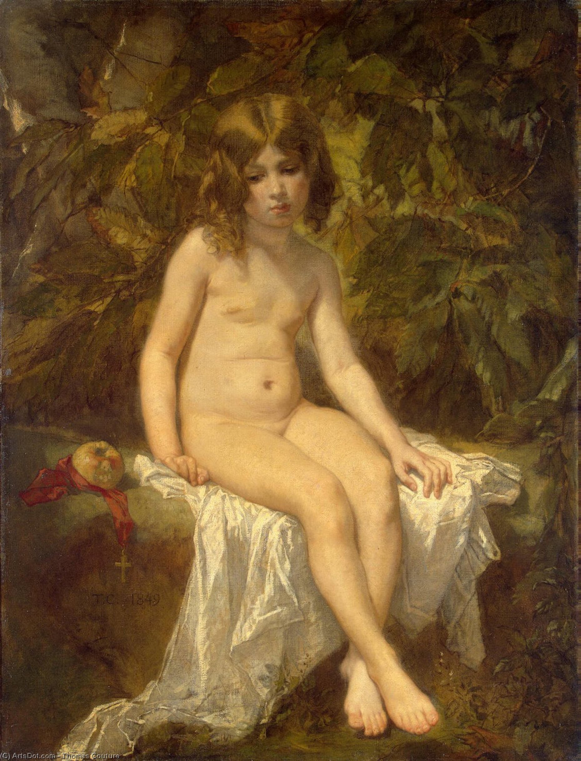 WikiOO.org - Encyclopedia of Fine Arts - Lukisan, Artwork Thomas Couture - The Little Bather