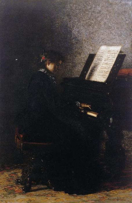 Wikoo.org - موسوعة الفنون الجميلة - اللوحة، العمل الفني Thomas Eakins - Elizabeth at the Piano