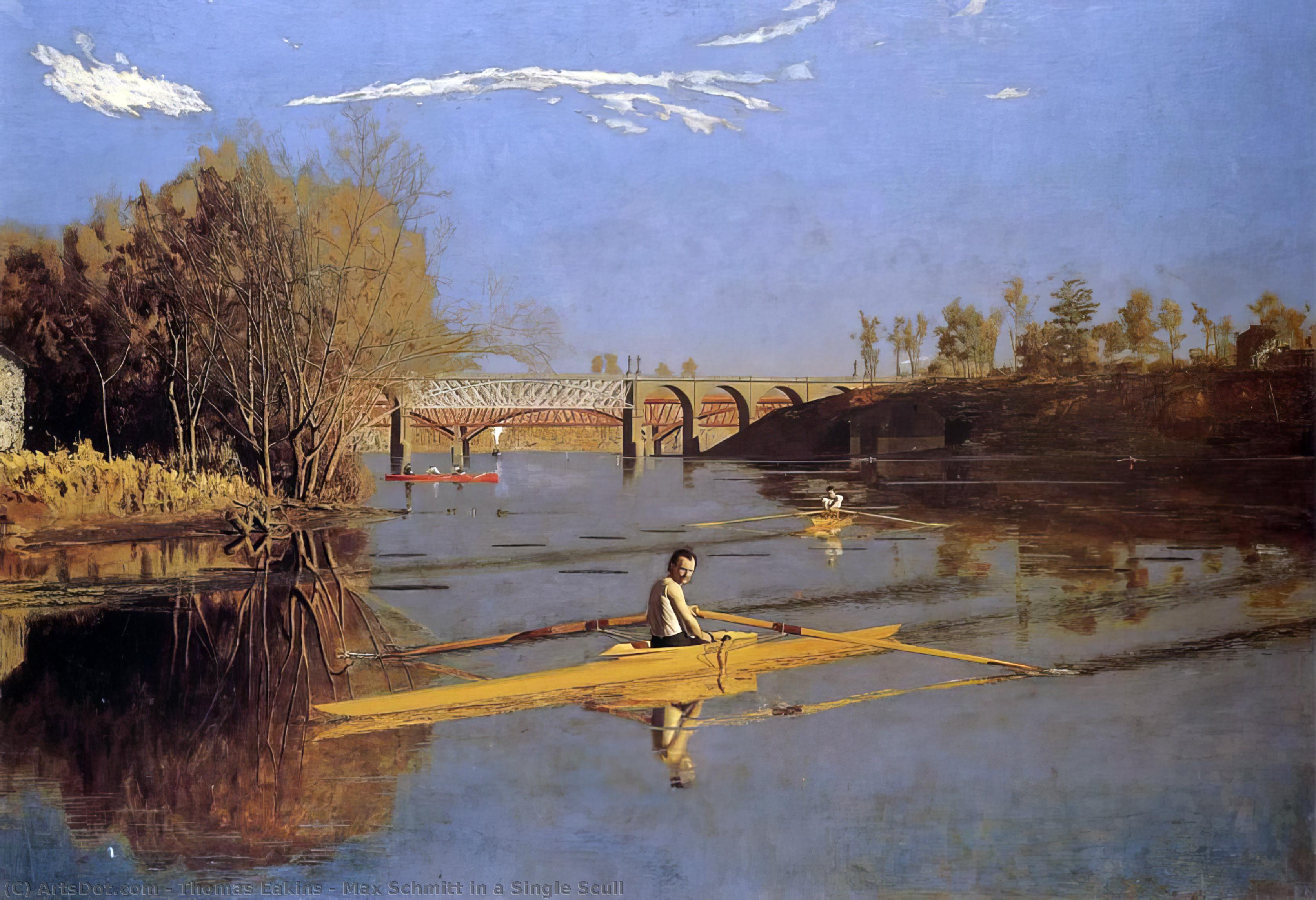 Wikioo.org - The Encyclopedia of Fine Arts - Painting, Artwork by Thomas Eakins - Max Schmitt in a Single Scull