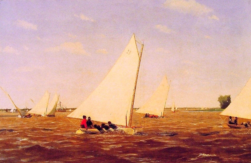Wikioo.org - The Encyclopedia of Fine Arts - Painting, Artwork by Thomas Eakins - Sailboats Racing on the Delaware