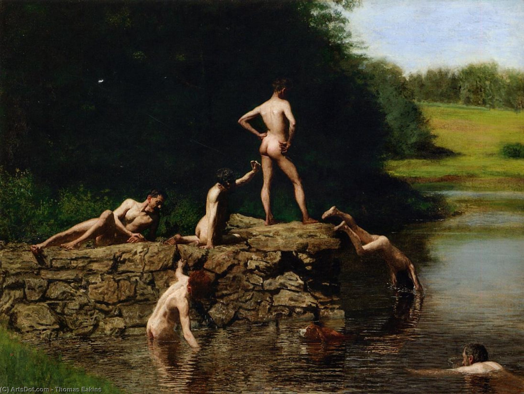 Wikioo.org – L'Enciclopedia delle Belle Arti - Pittura, Opere di Thomas Eakins - Nuoto