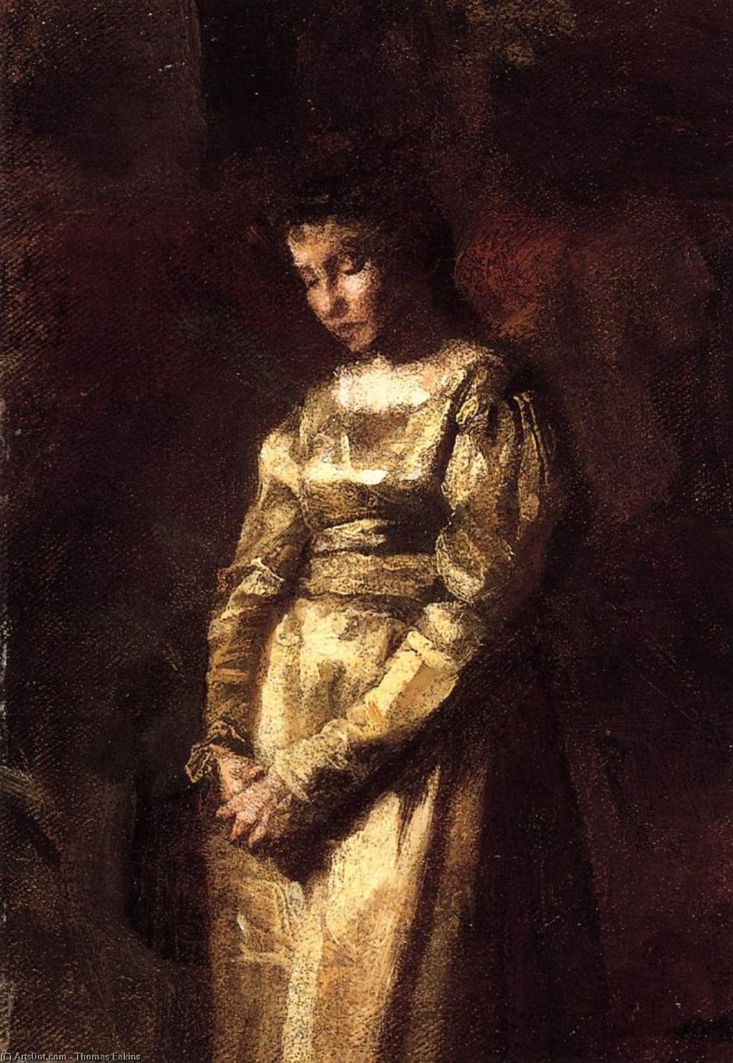Wikioo.org - The Encyclopedia of Fine Arts - Painting, Artwork by Thomas Eakins - Young Girl Meditating (study)