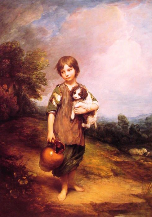 Wikioo.org – L'Encyclopédie des Beaux Arts - Peinture, Oeuvre de Thomas Gainsborough - chalet fille avec chien et pichet