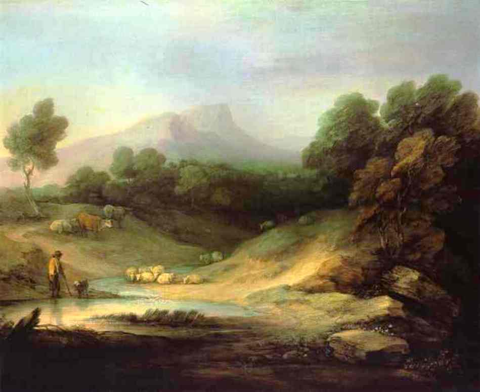 WikiOO.org - Енциклопедия за изящни изкуства - Живопис, Произведения на изкуството Thomas Gainsborough - Mountain Landscape with Shepherd