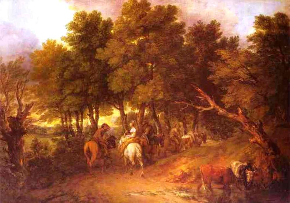 Wikoo.org - موسوعة الفنون الجميلة - اللوحة، العمل الفني Thomas Gainsborough - Pesants Returning from Market