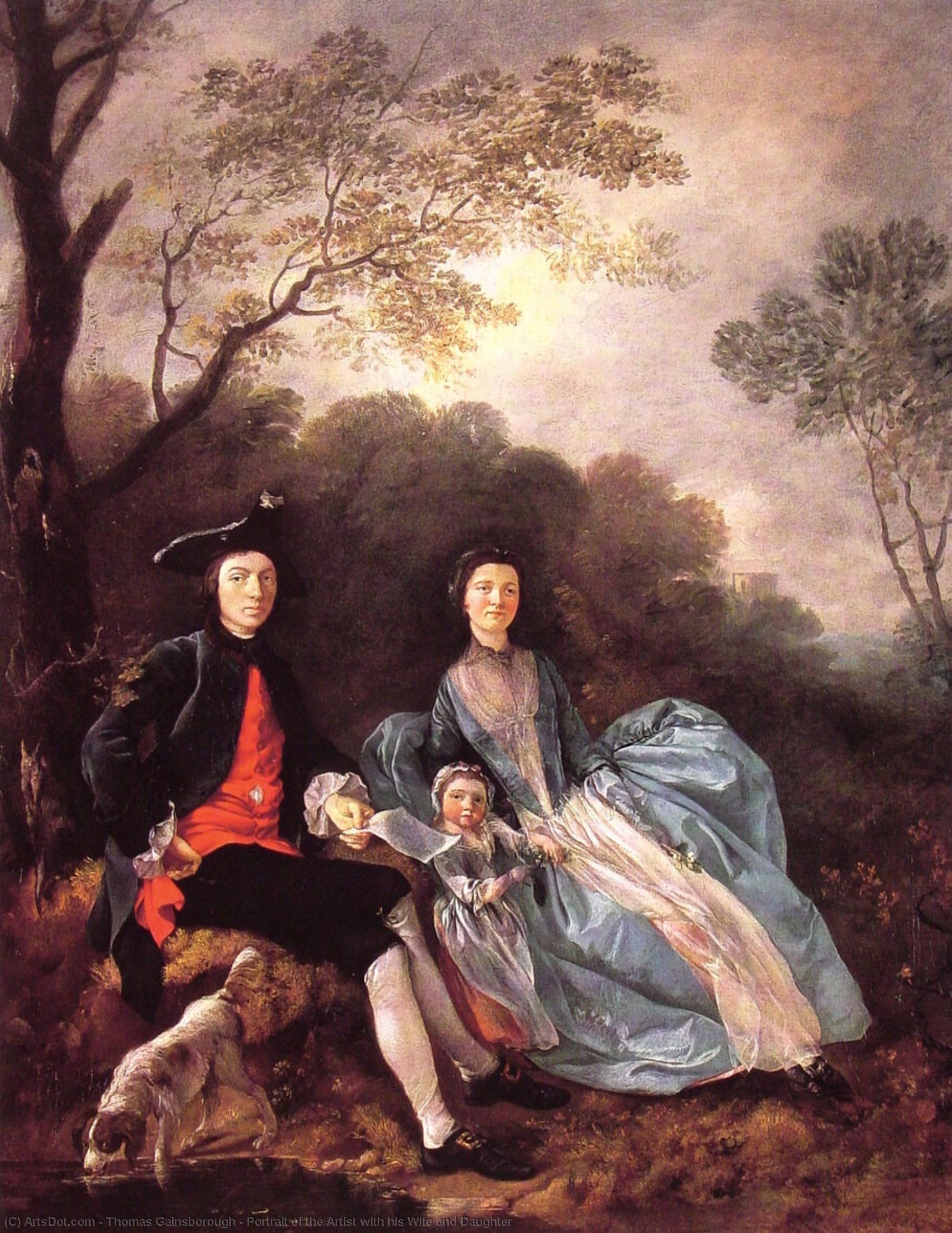 Wikioo.org – La Enciclopedia de las Bellas Artes - Pintura, Obras de arte de Thomas Gainsborough - retrato de el artista con su esposa y hija