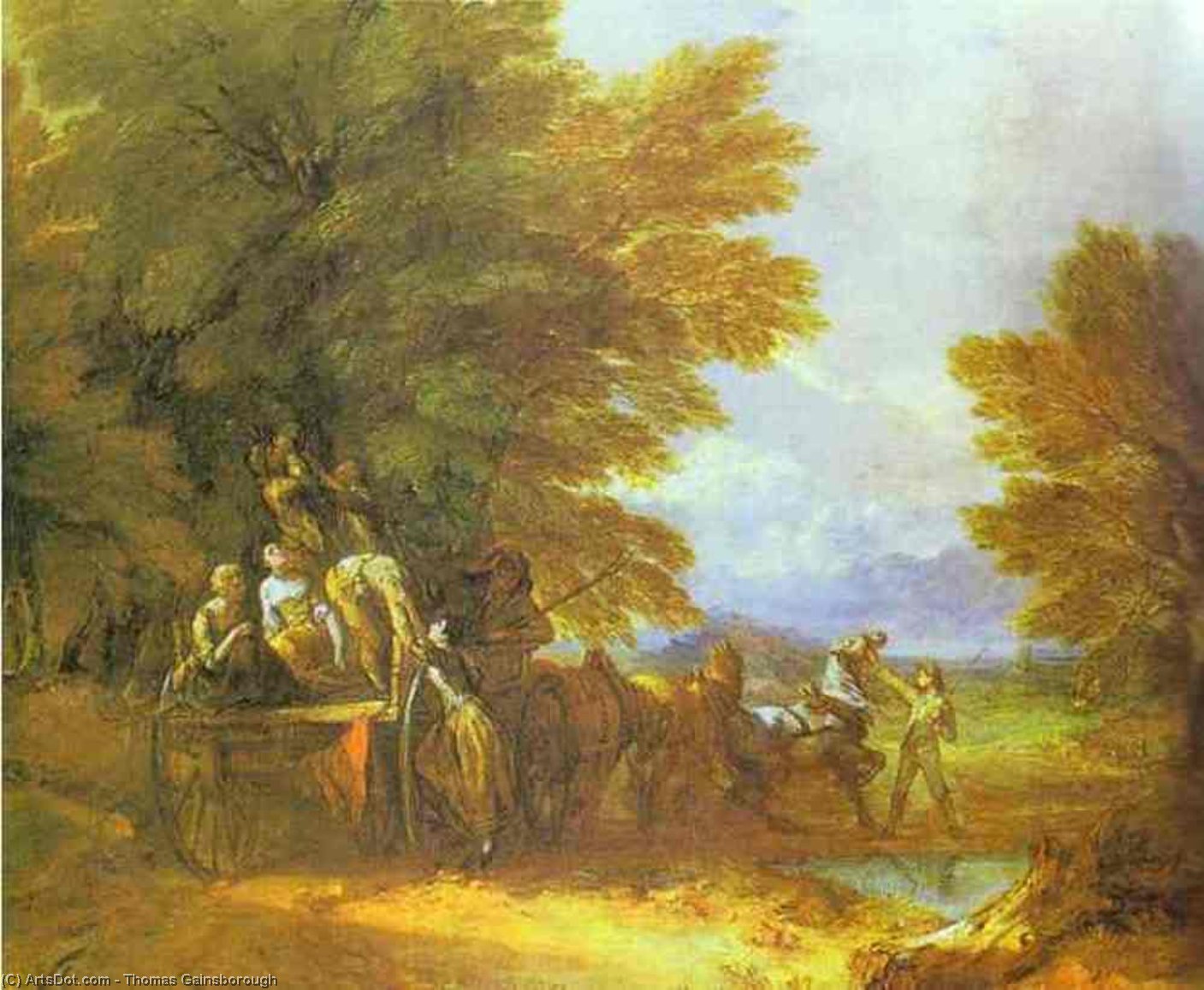 Wikoo.org - موسوعة الفنون الجميلة - اللوحة، العمل الفني Thomas Gainsborough - The Harvest Wagon