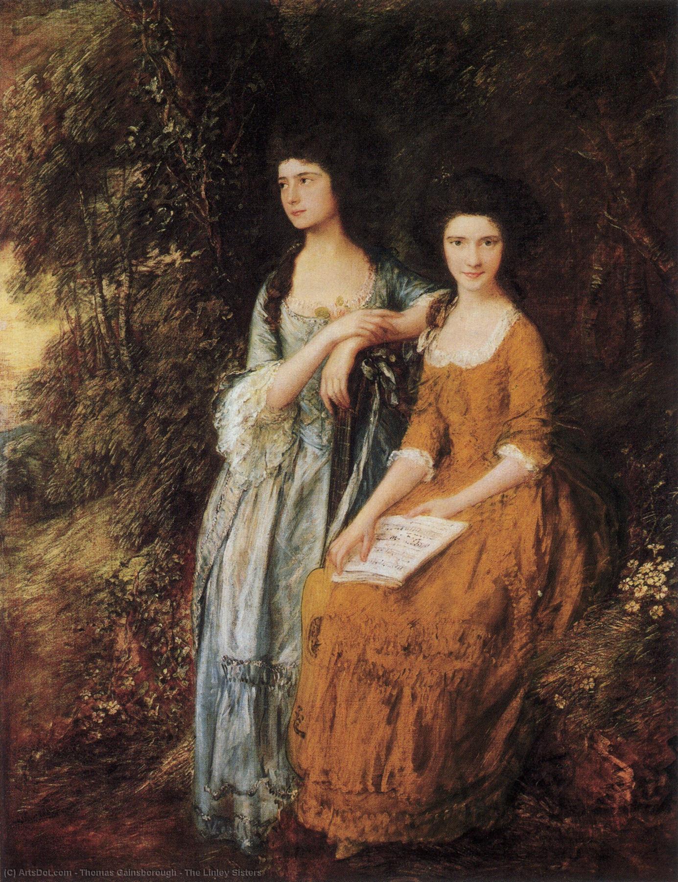 Wikoo.org - موسوعة الفنون الجميلة - اللوحة، العمل الفني Thomas Gainsborough - The Linley Sisters
