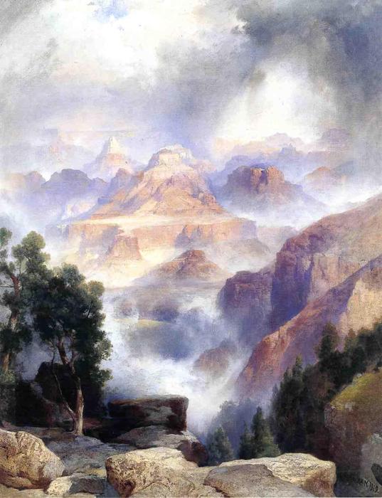 Wikioo.org - สารานุกรมวิจิตรศิลป์ - จิตรกรรม Thomas Moran - A Showery Day, Grand Canyon