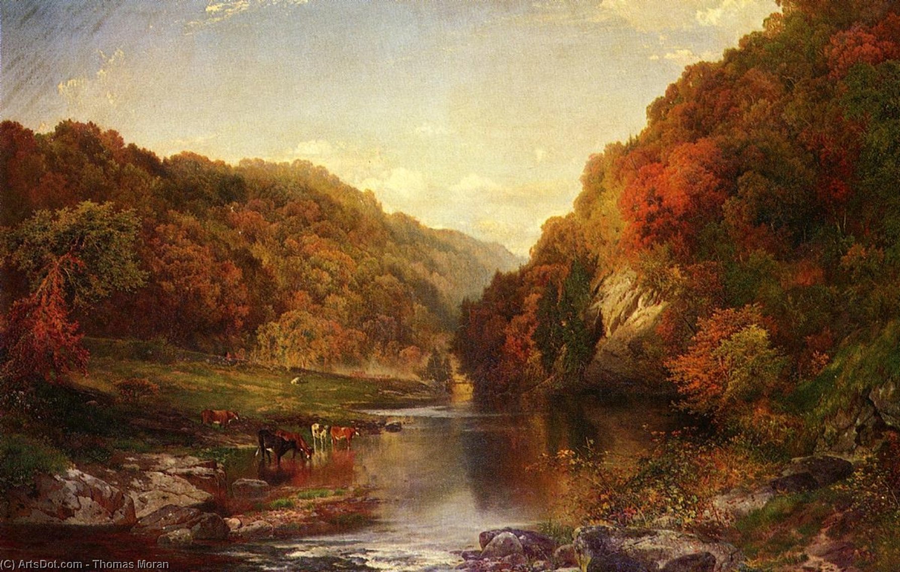 WikiOO.org - Encyclopedia of Fine Arts - Maalaus, taideteos Thomas Moran - Autumn on the Wissahickon