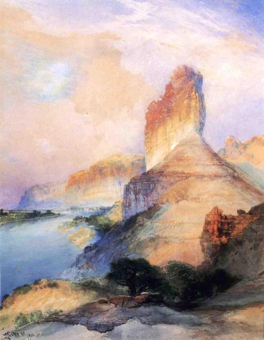 WikiOO.org – 美術百科全書 - 繪畫，作品 Thomas Moran - 城堡小山，青河，怀俄明