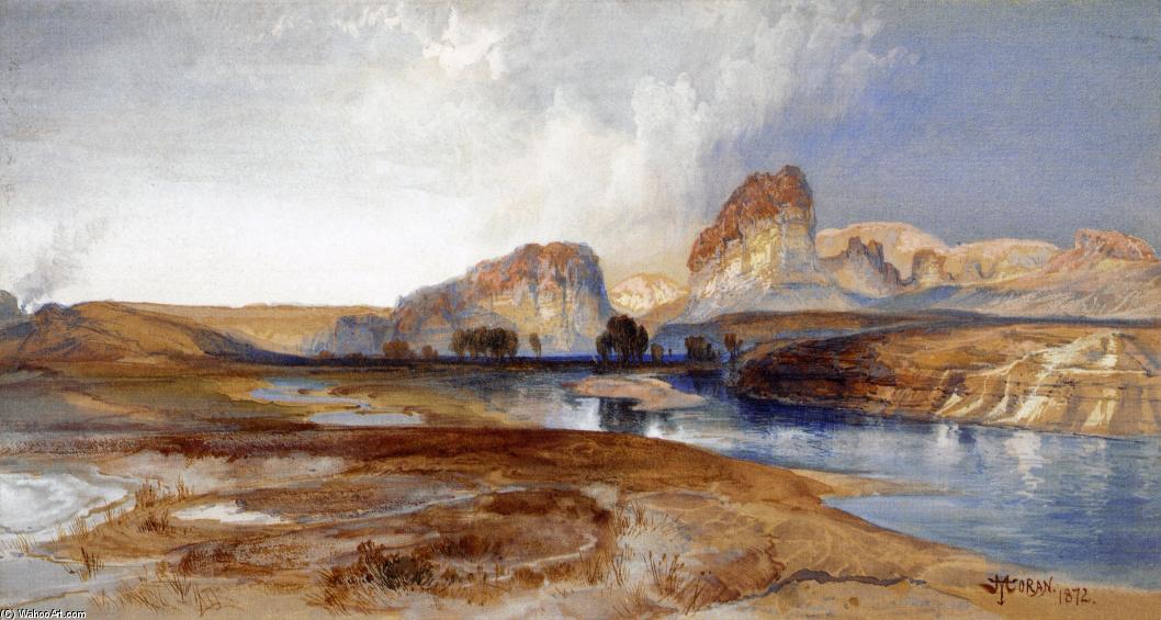 Wikioo.org - สารานุกรมวิจิตรศิลป์ - จิตรกรรม Thomas Moran - Cliffs, Green River, Wyoming