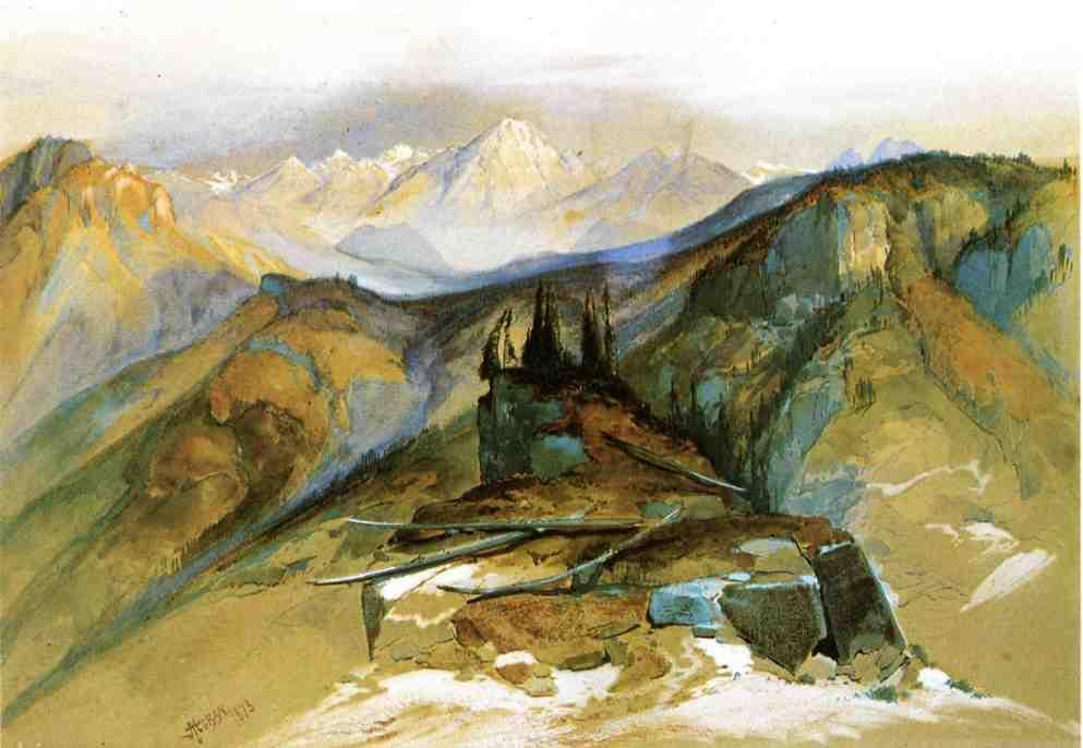 WikiOO.org - Encyclopedia of Fine Arts - Lukisan, Artwork Thomas Moran - Distant Peaks