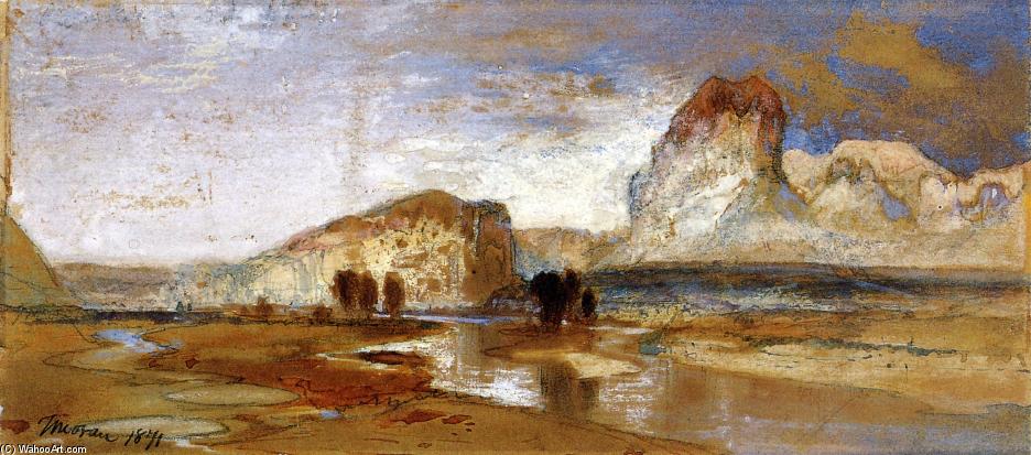 Wikioo.org - The Encyclopedia of Fine Arts - Painting, Artwork by Thomas Moran - First Sketch Made in the West at Green River, Wyoming