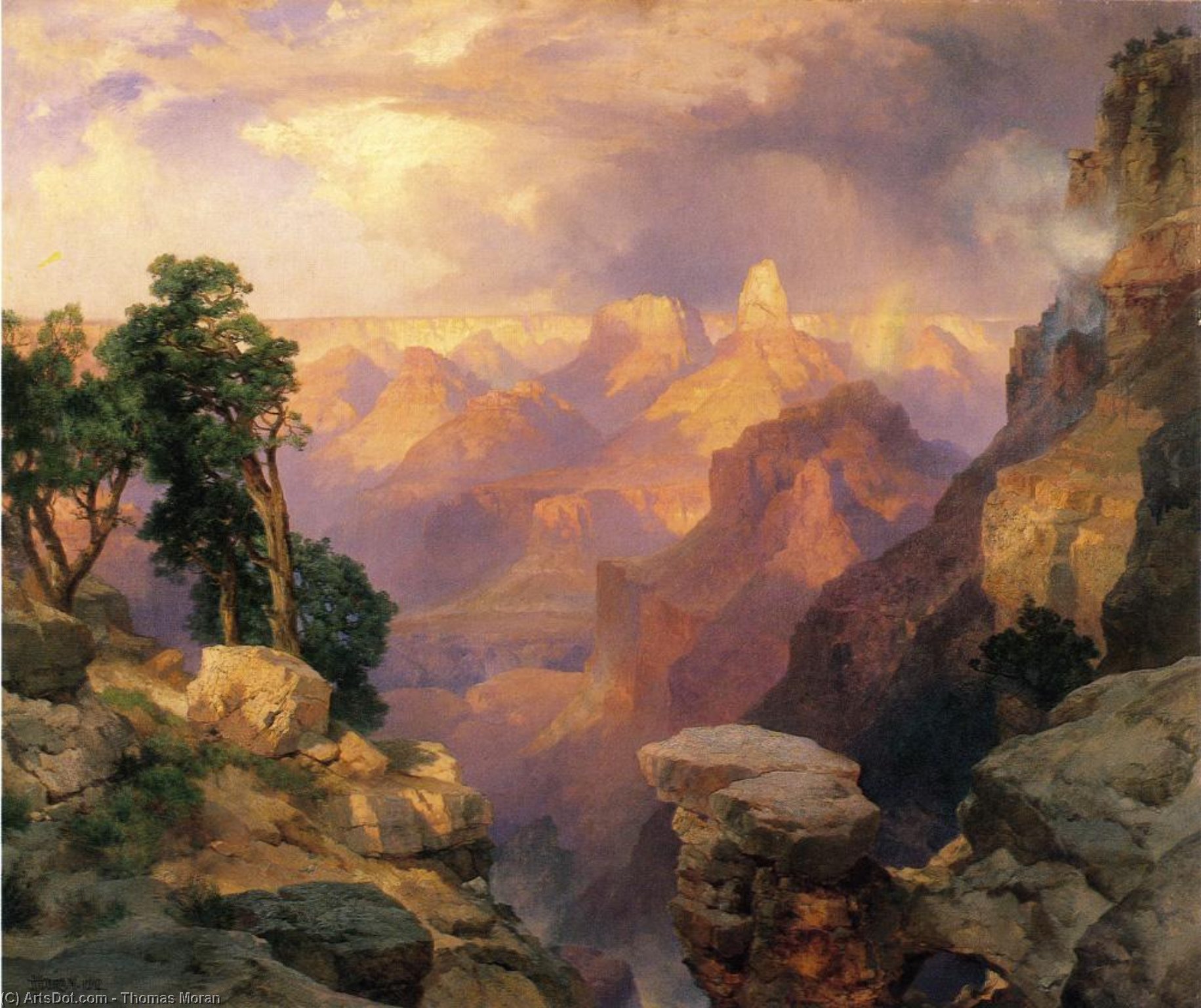WikiOO.org - Enciclopédia das Belas Artes - Pintura, Arte por Thomas Moran - Grand Canyon with Rainbows