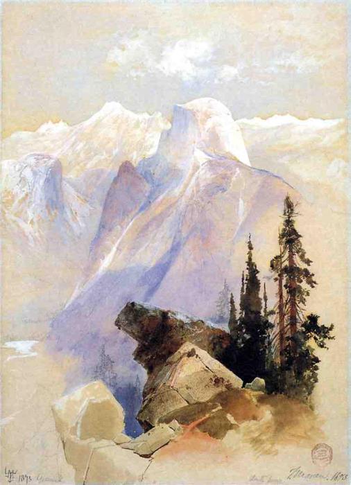 Wikioo.org - สารานุกรมวิจิตรศิลป์ - จิตรกรรม Thomas Moran - Half Dome, Yosemite