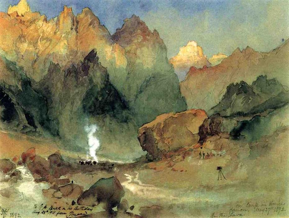 Wikioo.org - สารานุกรมวิจิตรศิลป์ - จิตรกรรม Thomas Moran - In the Lava Beds