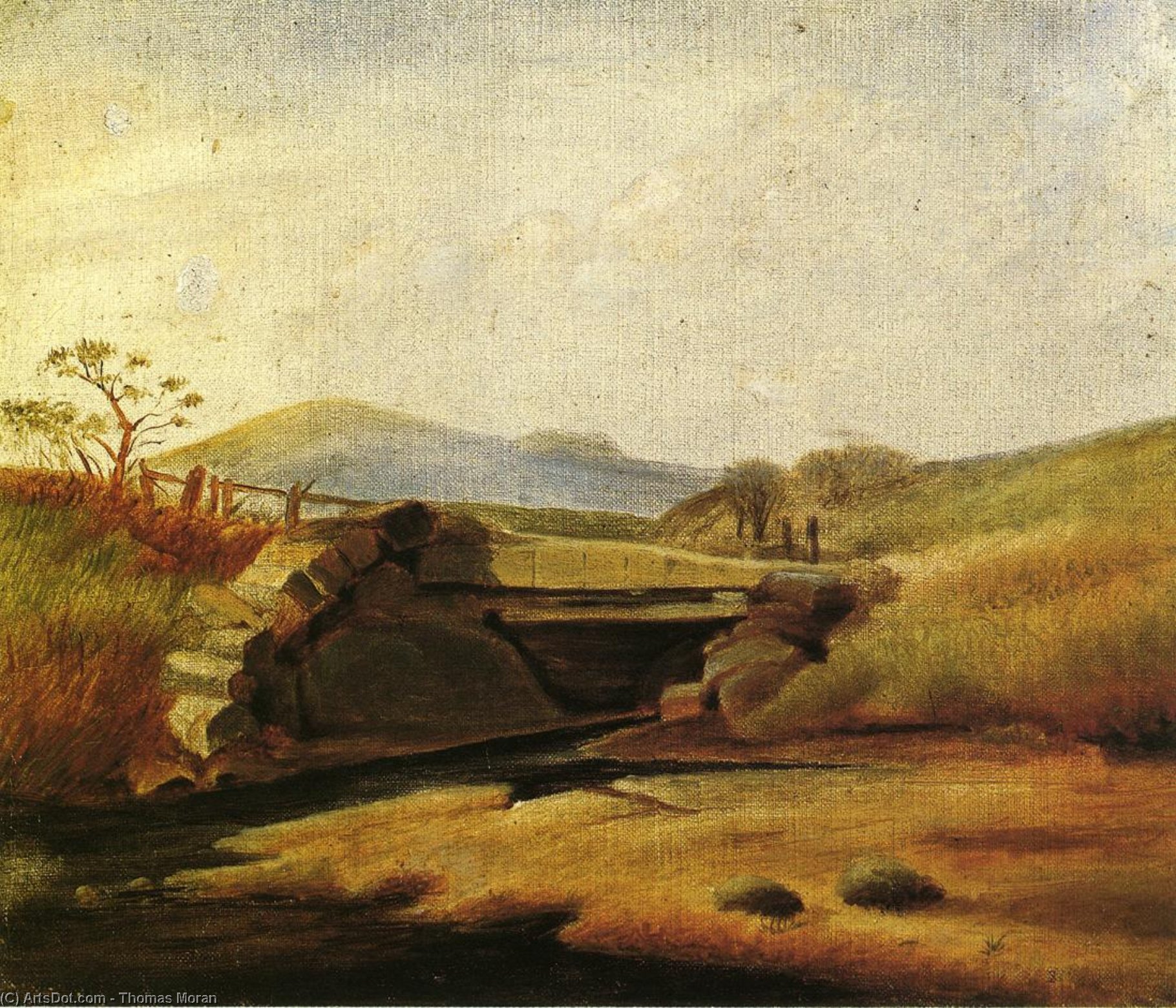 Wikioo.org - The Encyclopedia of Fine Arts - Painting, Artwork by Thomas Moran - Landscape after Second Lesson with Edward Moran