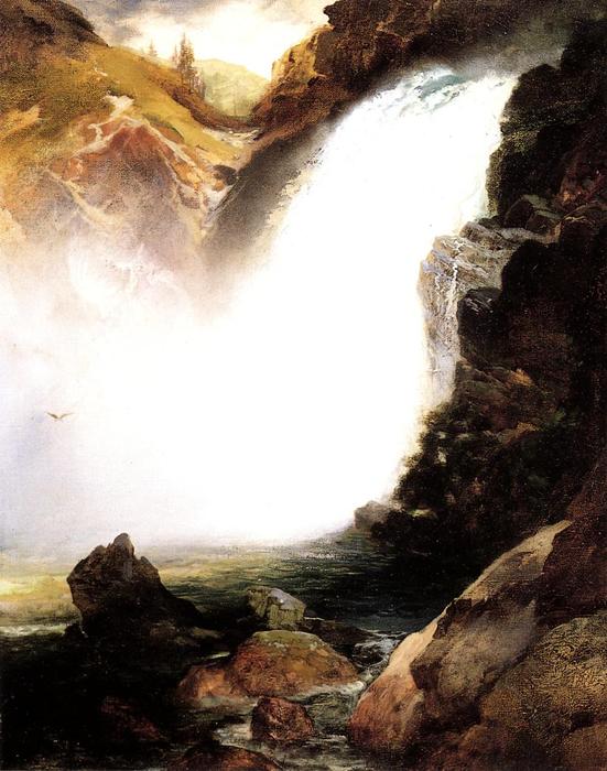 Wikioo.org - The Encyclopedia of Fine Arts - Painting, Artwork by Thomas Moran - Landscape with Waterfall